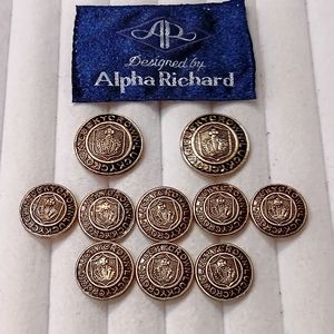 Alpha Richard Bronze Blazer Buttons 10 2-Large, 8 Smaller